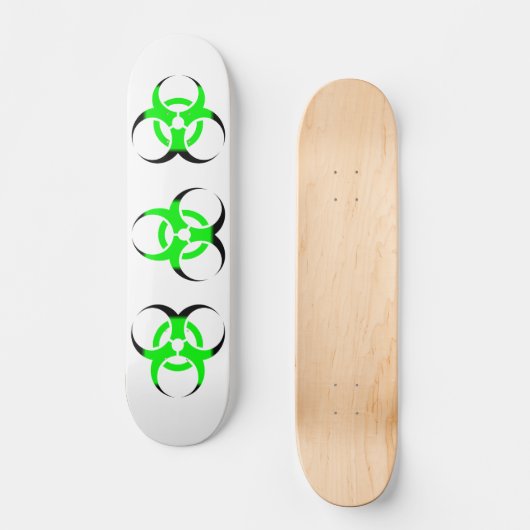 Biologisch gevaar symbool groen en zwart persoonlijk skateboard (Voorkant)