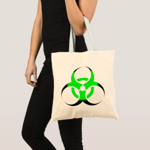 Biologisch gevaar symbool groen en zwart tote bag
