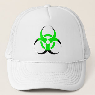 Biologisch gevaar symbool groen en zwart trucker pet