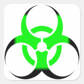 Biologisch gevaar symbool groen en zwart vierkante sticker (Voorkant)