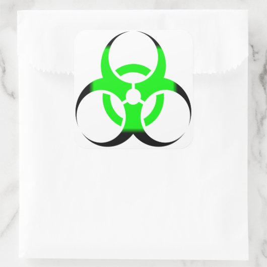Biologisch gevaar symbool groen en zwart vierkante sticker (Tas)