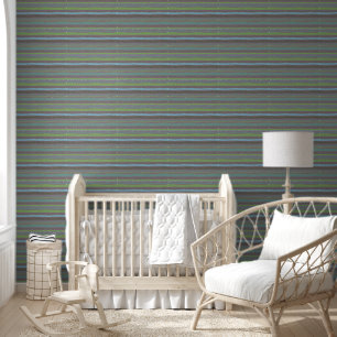 Biologisch Groen Blauw Horizontaal Boho Strepen Behang