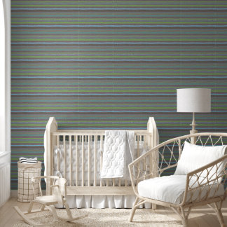 Biologisch Groen Blauw Horizontaal Boho Strepen Behang