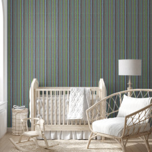 Biologisch Groen Blauw Verticaal Boho Strepen Behang