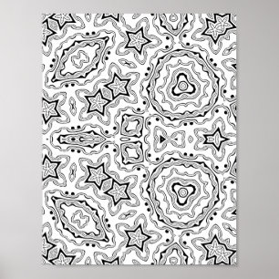 Biologisch Kiezelsteen Mandala Patroon Kleurplaat Poster