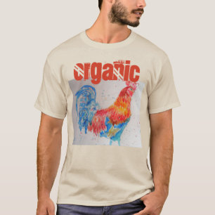 Biologisch Kip Watercolor Rood Haan T Shirt
