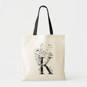 Biologisch landbouwbedrijf Floral Letter K monogra Tote Bag