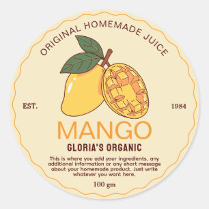 Biologisch Mangosap Thuisproduct Ronde Sticker