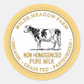 Biologisch Melk Boerderij Label met  Holstein Koe (Voorkant)