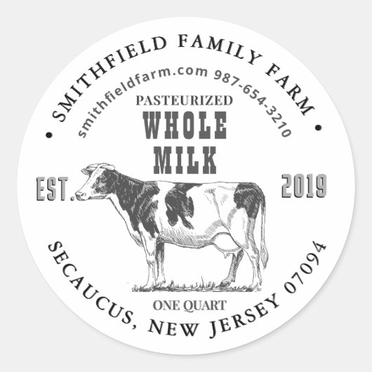 Biologisch Melk Boerderij Label met Holstein Koe (Voorkant)