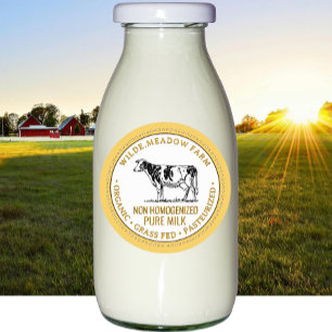 Biologisch Melk Boerderij Label met  Holstein Koe