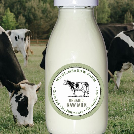 Biologisch Melk Boerderij Label met  Holstein Koe