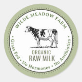 Biologisch Melk Boerderij Label met  Holstein Koe (Voorkant)