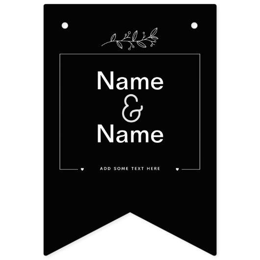 Biologisch minimalistisch natuurlijk bruiloft zwar vlaggetjes (Tweede vlag)