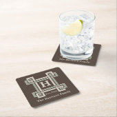 Biologisch Moderne Salie Chocolade Monogram Kartonnen Onderzetters (Insitu)