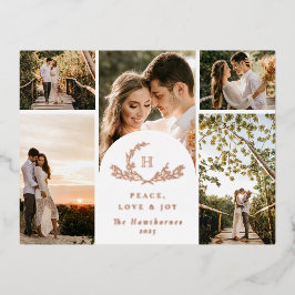 Biologisch Monogram 5 foto Folie Feestdagen Briefkaart