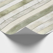 Biologisch Olijf Ivoor Faux Wood Stripes Kerstmis Cadeaupapier (Hoek)