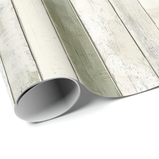 Biologisch Olijf Ivoor Faux Wood Stripes Kerstmis Cadeaupapier (Rol Hoek)