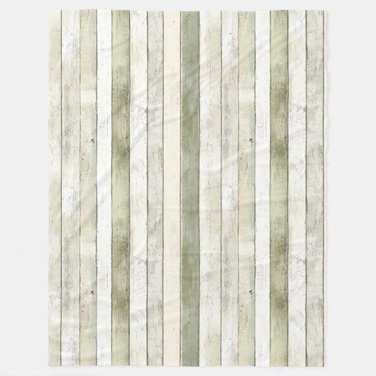 Biologisch Olijf Ivoor Faux Wood Stripes Kerstmis Fleece Deken (Voorkant)