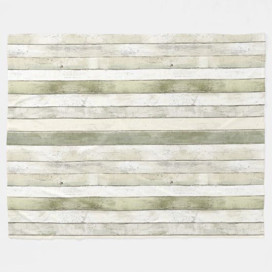 Biologisch Olijf Ivoor Faux Wood Stripes Kerstmis Fleece Deken (Voorkant (Horizontaal))