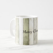 Biologisch Olijf Ivoor Faux Wood Stripes Kerstmis Koffiemok (Voorkant links)