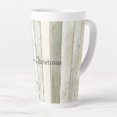 Biologisch Olijf Ivoor Faux Wood Stripes Kerstmis Latte Mok (Rechterhoek)