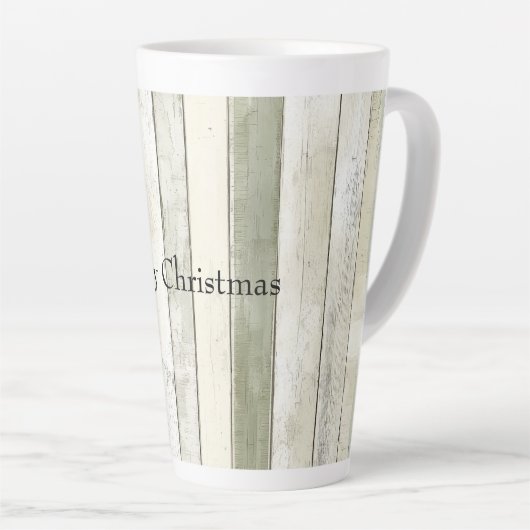 Biologisch Olijf Ivoor Faux Wood Stripes Kerstmis Latte Mok (Rechterhoek)