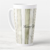 Biologisch Olijf Ivoor Faux Wood Stripes Kerstmis Latte Mok (Linkerhoek)