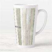 Biologisch Olijf Ivoor Faux Wood Stripes Kerstmis Latte Mok (Rechts)