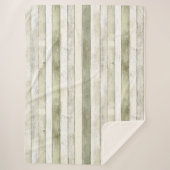 Biologisch Olijf Ivoor Faux Wood Stripes Kerstmis Sherpa Deken (Voorkant)