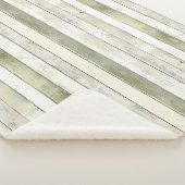 Biologisch Olijf Ivoor Faux Wood Stripes Kerstmis Sherpa Deken (3/4)