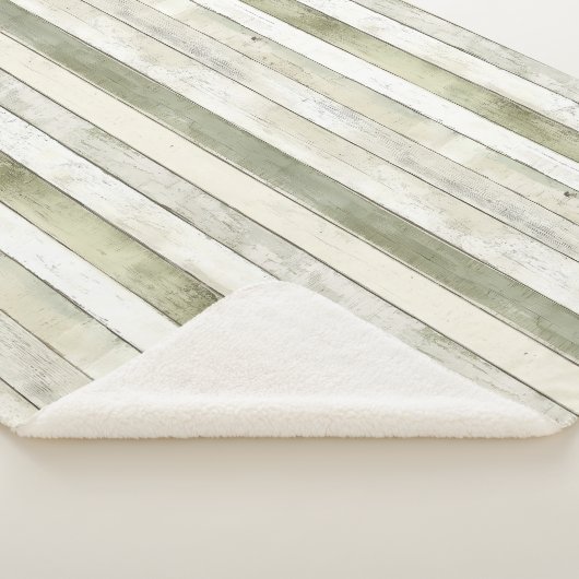 Biologisch Olijf Ivoor Faux Wood Stripes Kerstmis Sherpa Deken (3/4)