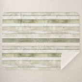 Biologisch Olijf Ivoor Faux Wood Stripes Kerstmis Sherpa Deken (Voorkant (horizontaal))