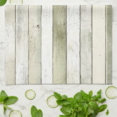 Biologisch Olijf Ivoor Faux Wood Stripes Kerstmis Theedoek (Gevouwen)