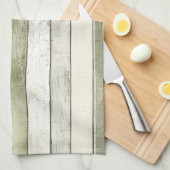 Biologisch Olijf Ivoor Faux Wood Stripes Kerstmis Theedoek (Quarter Fold)