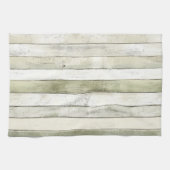 Biologisch Olijf Ivoor Faux Wood Stripes Kerstmis Theedoek (Horizontaal)