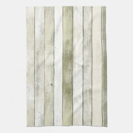 Biologisch Olijf Ivoor Faux Wood Stripes Kerstmis Theedoek (Verticaal)