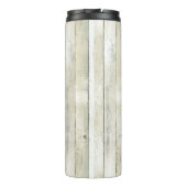 Biologisch Olijf Ivoor Faux Wood Stripes Kerstmis Thermosbeker (Achterkant)