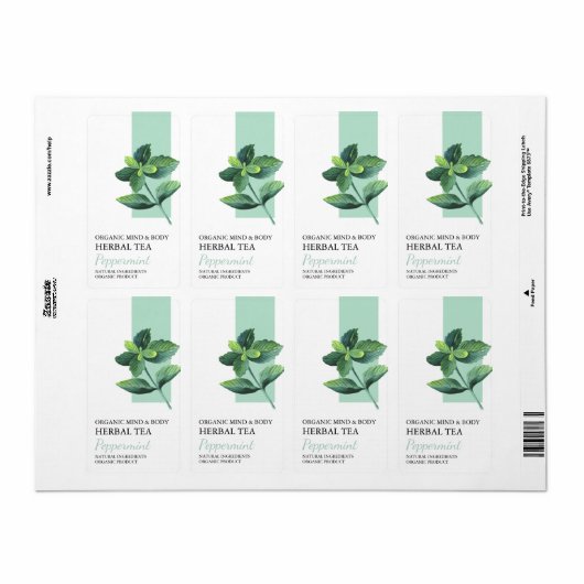 Biologisch Pepermunt Kruidenthee Zakelijk Etiket (Full Sheet)