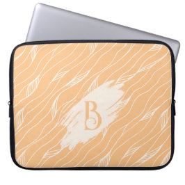 Biologisch Perzik Golven Design, Monogram Aanpassi Laptop Sleeve