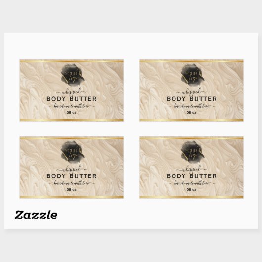 Biologisch slagroometiket met logo rechthoekige sticker (Vel)