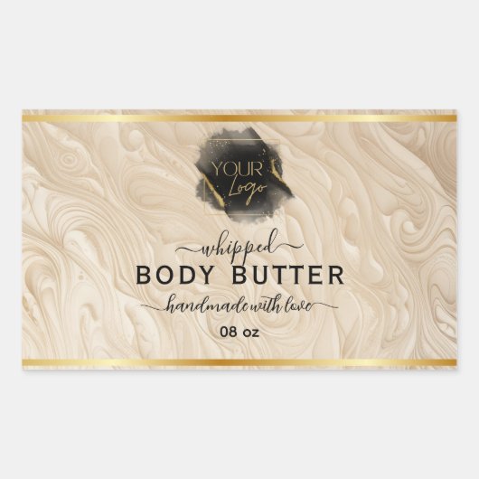 Biologisch slagroometiket met logo rechthoekige sticker (Voorkant)