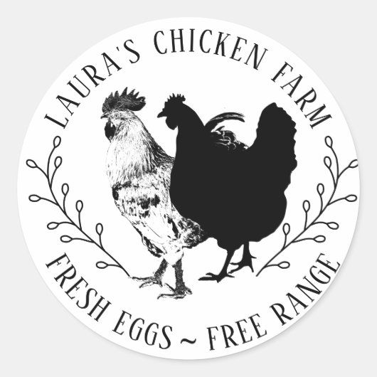 Biologisch Verse Eitjes Kip Boerderij Ronde Sticker (Voorkant)