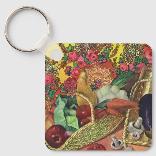 Biologisch Voedsel, Moestuin Groenten, Bloeiende B Sleutelhanger (Voorkant)