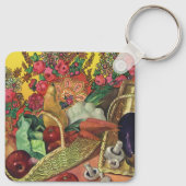 Biologisch Voedsel, Moestuin Groenten, Bloeiende B Sleutelhanger (Achterkant)