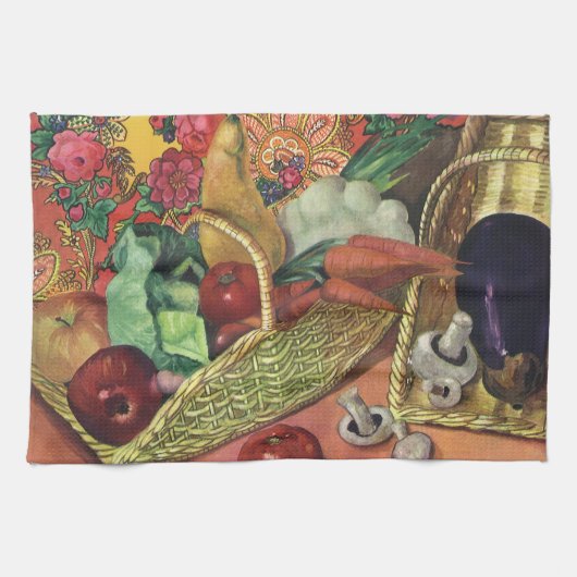 Biologisch Voedsel, Moestuin Groenten, Bloeiende B Theedoek (Horizontaal)