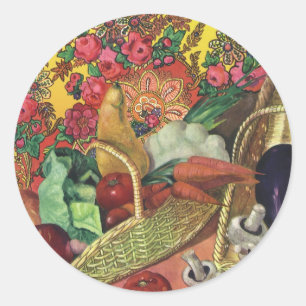 Biologisch Voedsel, Tuingewassen, Bloeiende Bloeme Ronde Sticker