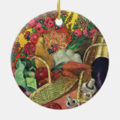 Biologisch voedsel, tuingroenten, bloeiende bloeme keramisch ornament (Achterkant)