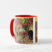 Biologisch voedsel, tuingroenten, bloeiende bloeme mok (Voorkant links)