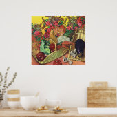 Biologisch voedsel, tuingroenten, bloeiende bloeme poster (Keuken)